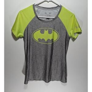 Womens Under Armour Batman Heatgear Fitted Top Gray Compression Shirt Size Small